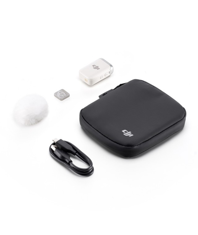 DJI Mic 2 Transmitter (Pearl White) – Compact Wireless Clip-On Mic For Camera/Phone